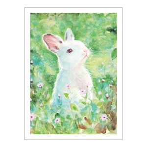 Watercolor Bunny Print: Spring Nursery Art (4x6 or 5x7 inch)