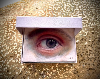 Op maat gemaakte miniatuurportretten Lovers Eye Portrait-hanger: gepersonaliseerde handgeschilderde canvaskunst