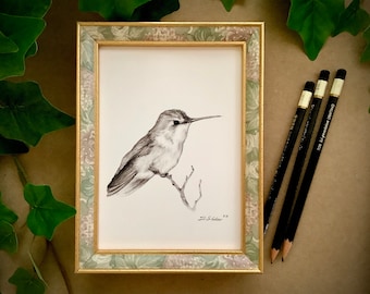 Hummingbird Art Print: Black-Chinned Bird, Hand-Signed Archival 5x7
