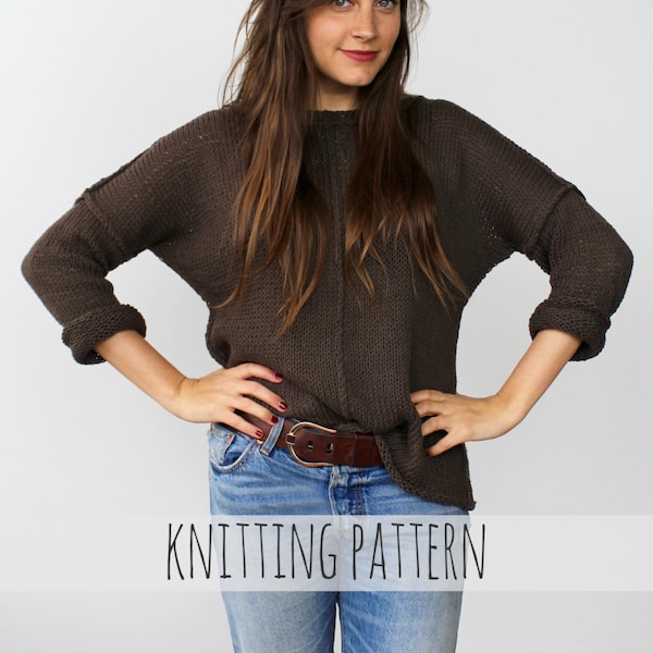 Modèle de tricot // Drop Sleeve Inside Out Lightweight Summer Sweater // Weekend Slouchy Sweater Pattern PDF