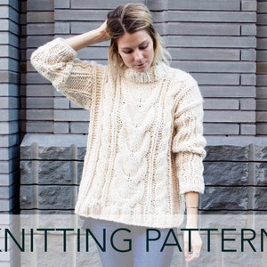 Knitting Pattern // Cable Chunky Oversized Sweater Jumper // Alpine Cable Pullover Pattern PDF image 1