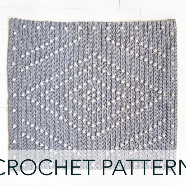 Crochet Pattern // Diamond Geometric Modern Bobble Stitch Afghan Baby Blanket Throw // Theory of Light Blanket Pattern PDF