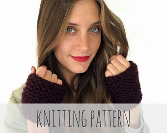 Knitting Pattern // Chunky Soft Knit Fingerless Gloves Mittens Wrist Warmers // Mitts Pattern PDF