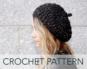 Crochet Pattern // Beret Parisienne French Chunky Slouchy Hat // Rochelle Beret Pattern PDF