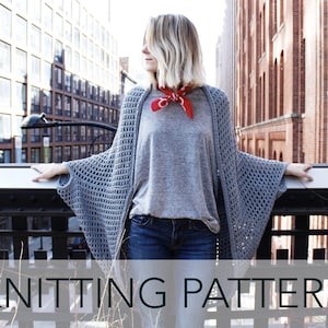 Knitting Pattern // Eyelet Lace Cocoon Summer Cardigan // Chelsea Cape Pattern PDF image 1
