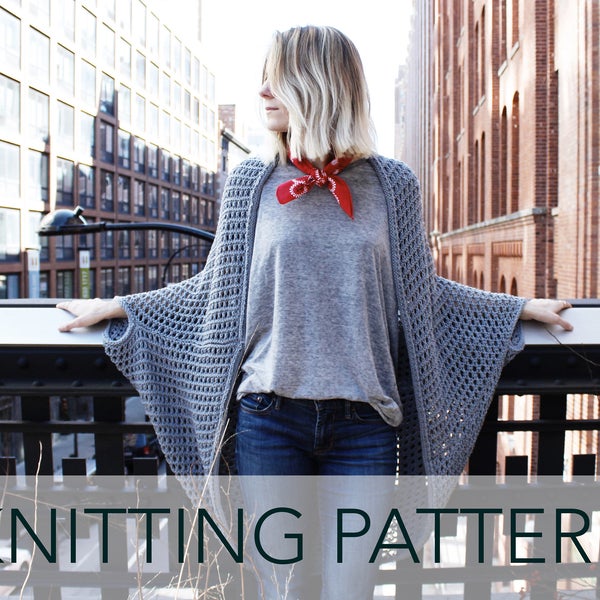 Knitting Pattern // Eyelet Lace Cocoon Summer Cardigan // Chelsea Cape Pattern PDF