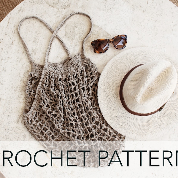 Crochet Pattern // Net Bag Market Tote Grocery Mesh String // French Market Bag Pattern PDF
