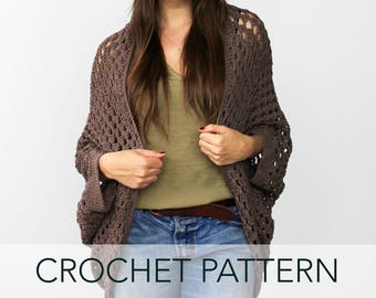 Crochet Pattern // Granny Square Cardigan Cocoon Shrug Sweater // Movie Night Cocoon Cardigan Pattern PDF