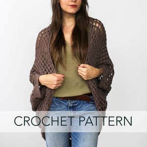 Crochet Pattern // Granny Square Cardigan Cocoon Shrug Sweater // Movie Night Cocoon Cardigan Pattern PDF image 1