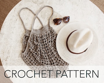 Crochet Pattern // Net Bag Market Tote Grocery Mesh String // French Market Bag Pattern PDF