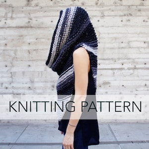 Knitting Pattern // Hooded Poncho Scarf Cowl Chunky Knit // Armor Scarf Pattern PDF