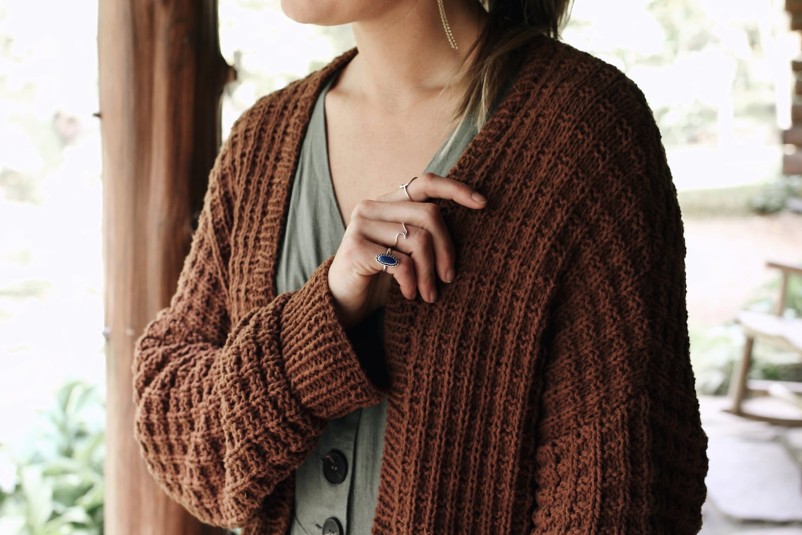 Knitting Pattern // Thermal Waffle Stitch Oversized Cardigan Pockets ...