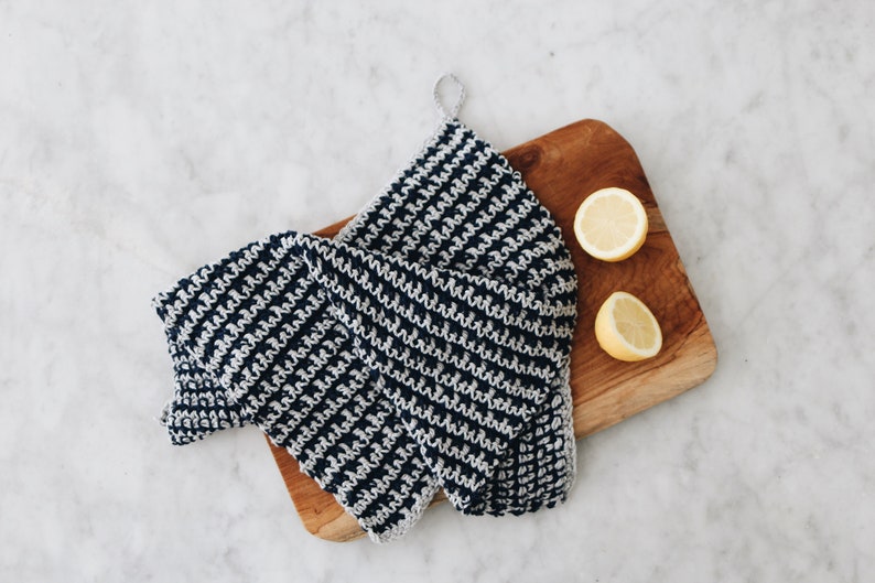 Crochet Pattern // Gingham Checker Striped Tea Towel Hand Dish Cloth Housewarming Gift Kitchen Bathroom // Berkshire Dishcloth Pattern PDF image 9