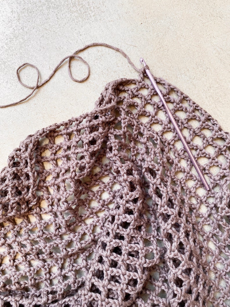 Crochet Pattern // Net Mesh Lace Crochet Tee Open Weave Squares Filet Boxy T-Shirt // Topaz Tee Pattern PDF image 10