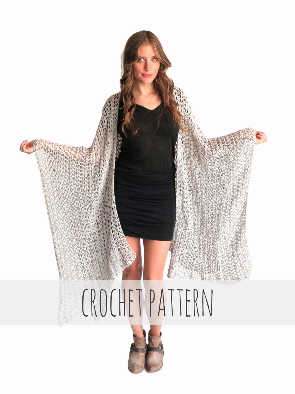 Loose Knit Crochet Poncho Beach Cover 