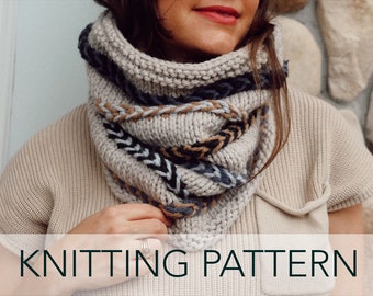 Knitting Pattern // Latvian Braid Chunky Cowl Braided Snood // Tango Braided Cowl Pattern PDF