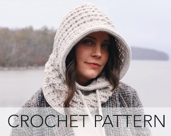 Crochet Pattern // Balaclava Drawstring Hooded Cowl Crochet Cable I-cord // High Peaks Balaclava Pattern PDF