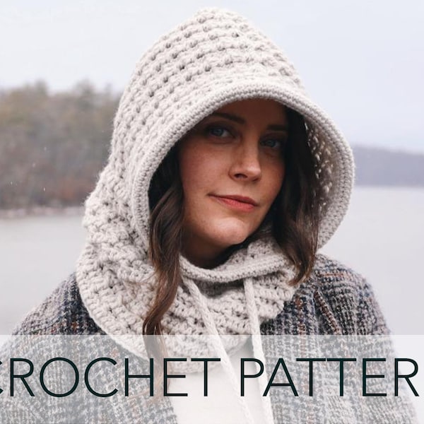 Crochet Pattern // Balaclava Drawstring Hooded Cowl Crochet Cable I-cord // High Peaks Balaclava Pattern PDF