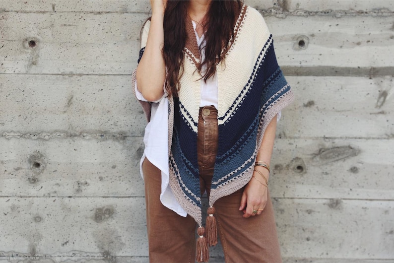 Knitting Pattern // Textured Striped Triangle Scarf Top Down Modern ...