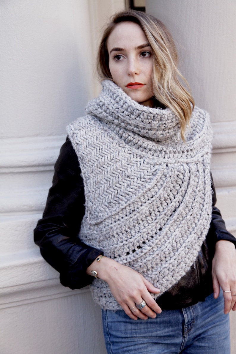 Knitting/Crochet Pattern // Asymmetric Cowl Vest Shawl ...