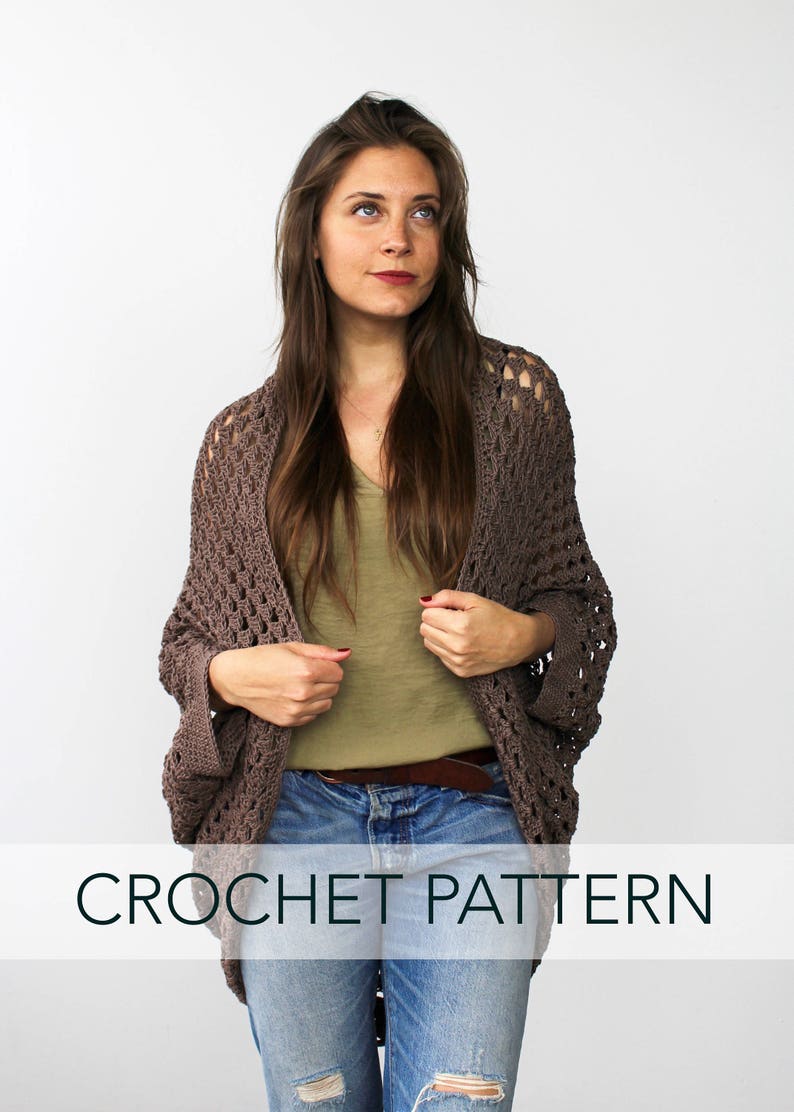 Crochet Pattern // Granny Square Cardigan Cocoon Shrug Sweater // Movie Night Cocoon Cardigan Pattern PDF image 1