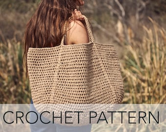 Crochet Pattern // Oversized Tote Shoulder Beach Overnight Weekend Picnic Grocery Bag // Field Trip Tote Pattern PDF