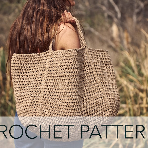 Crochet Pattern // Fourre-tout surdimensionné Épaule Beach Overnight Weekend Picnic Grocery Bag // Field Trip Tote Pattern PDF