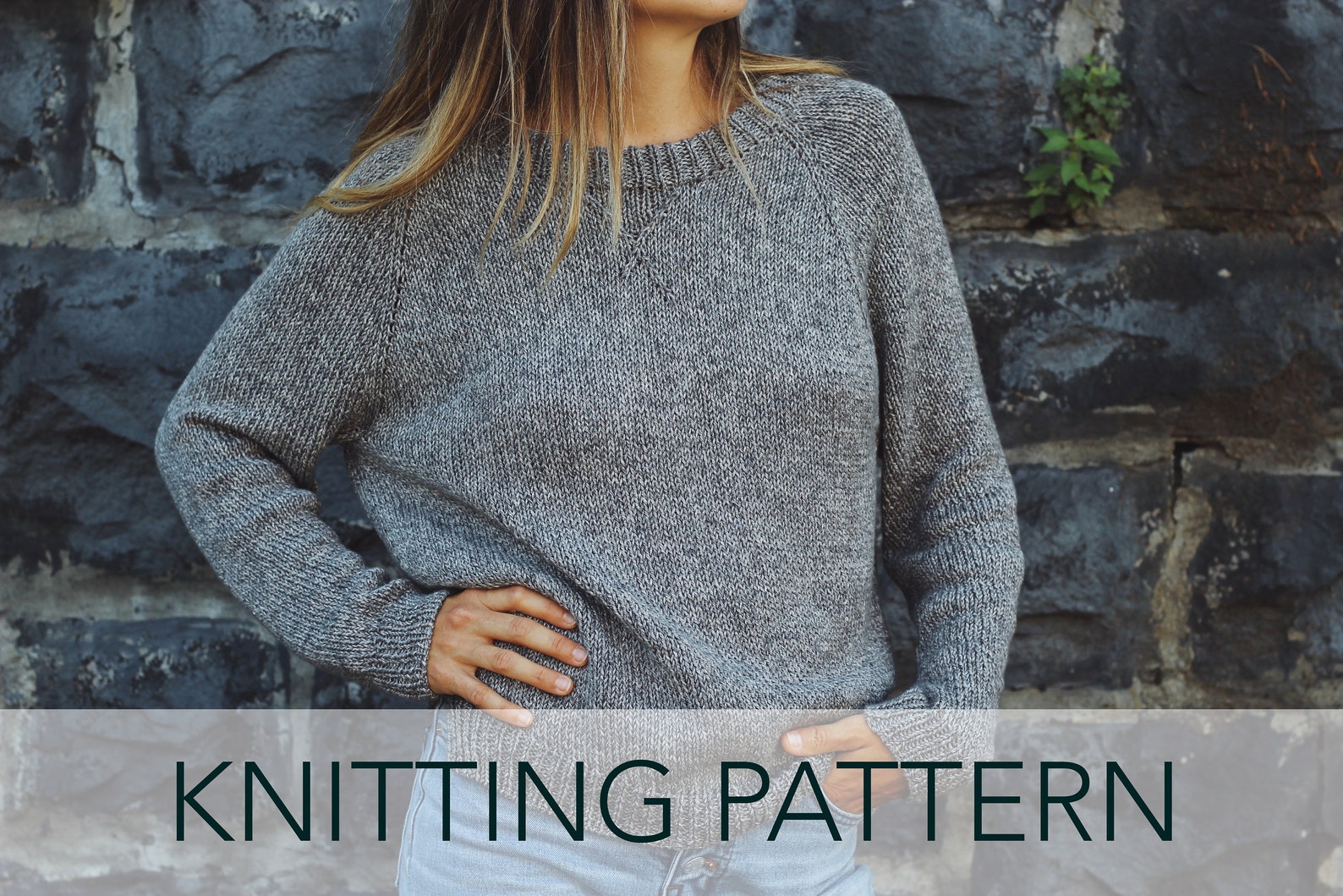 Knitting Pattern // Raglan Grey Crewneck Sweatshirt Vintage | Etsy