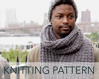 Knitting Pattern // Mens Long Wide Thermal Rib Stitch Chunky Scarf Unisex // Expedition Rib Scarf Pattern PDF