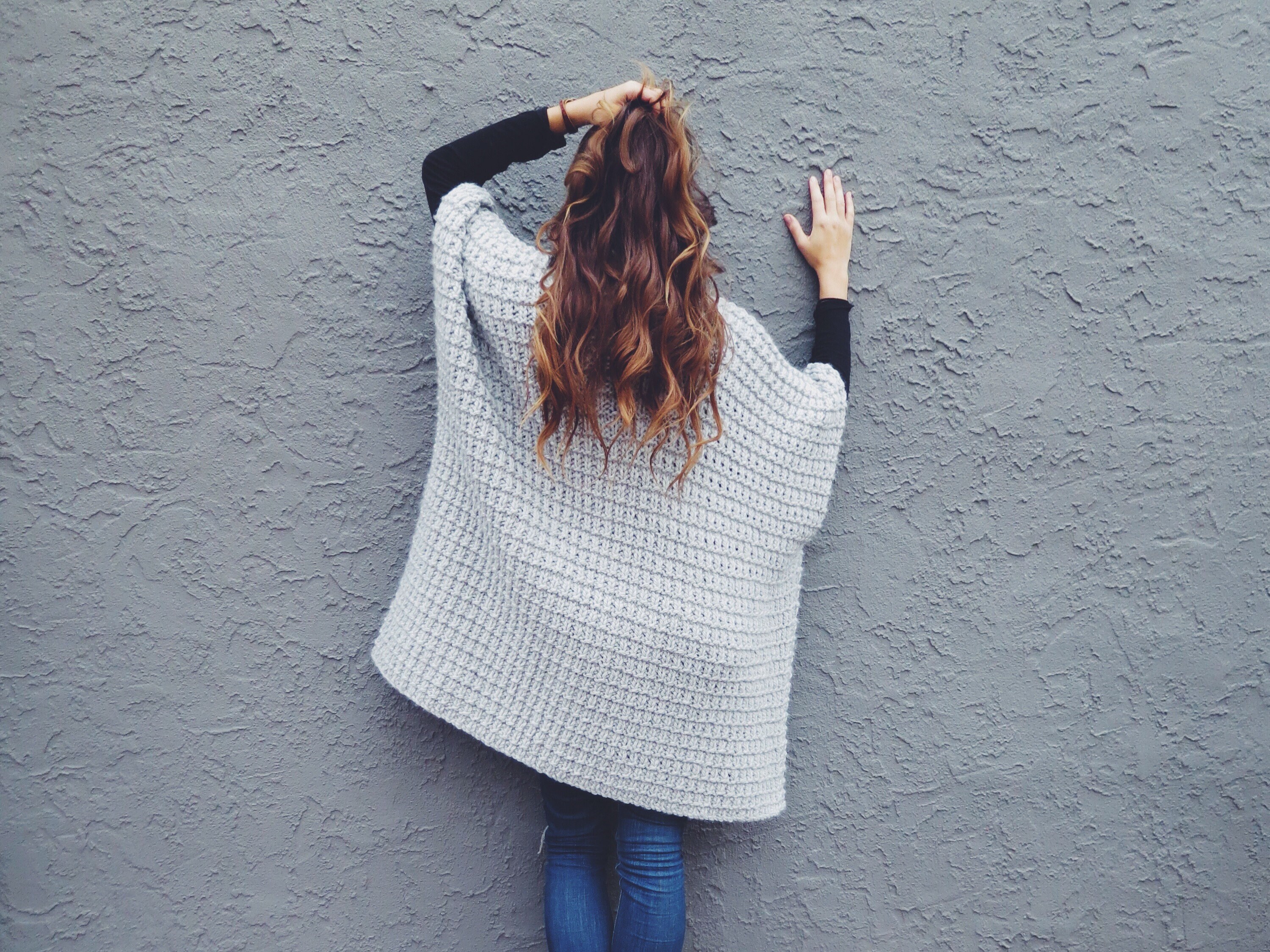 Knitting Pattern // Oversized Poncho Cardigan Sleeveless Topper Waffle ...
