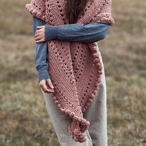 Knitting Pattern // Romantic Boho Feminine Shawl Crescent Wrap Eyelet Bobble Valentine's Day // Romance Wrap Pattern PDF image 3