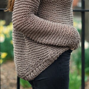 Knitting Pattern // Easy Oversized Slouchy Lightweight Garter Stitch High Low Summer Sweater // Spring Breeze Sweater Pattern PDF image 7