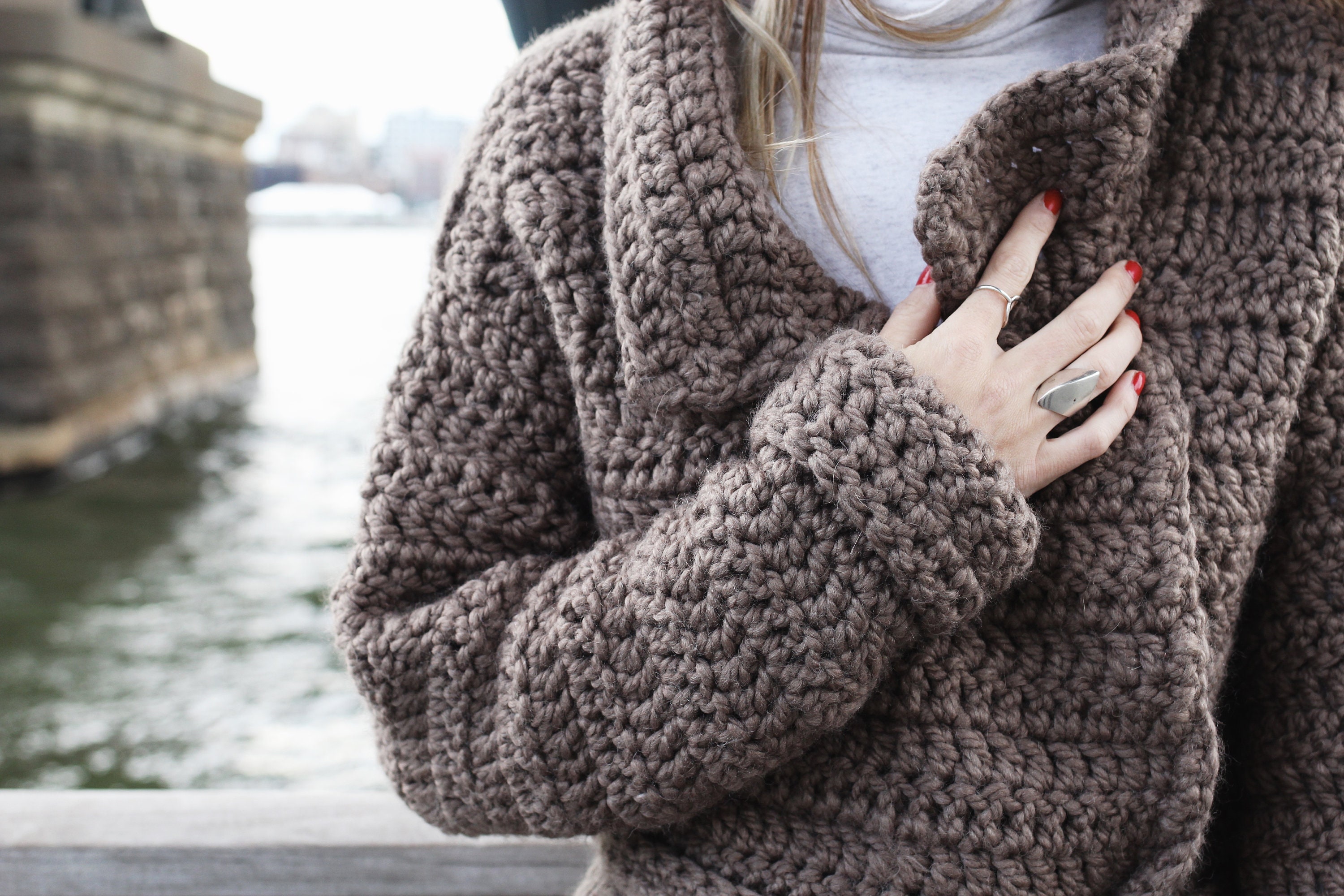 Crochet Pattern // Trench Coat Oversized Lapel Pockets Wrap Belt