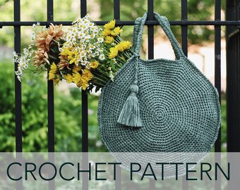 Crochet Pattern // Round Circle Handbag Tote Beach Market Purse Tassel // Capri Circle Bag Pattern PDF