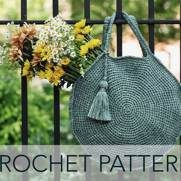 Crochet Pattern // Round Circle Handbag Tote Beach Market Purse Tassel // Capri Circle Bag Pattern PDF