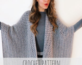 Häkelanleitung // Kuscheliger Poncho häkeln Wrap Cape Cardigan Ruana Boho // Kuscheliger Poncho Häkelanleitung PDF