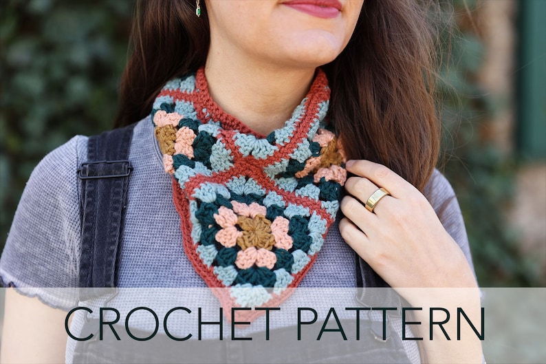 Duo Granny Bandana crochet bandana pattern listing photo by TwoOfWandsShop
