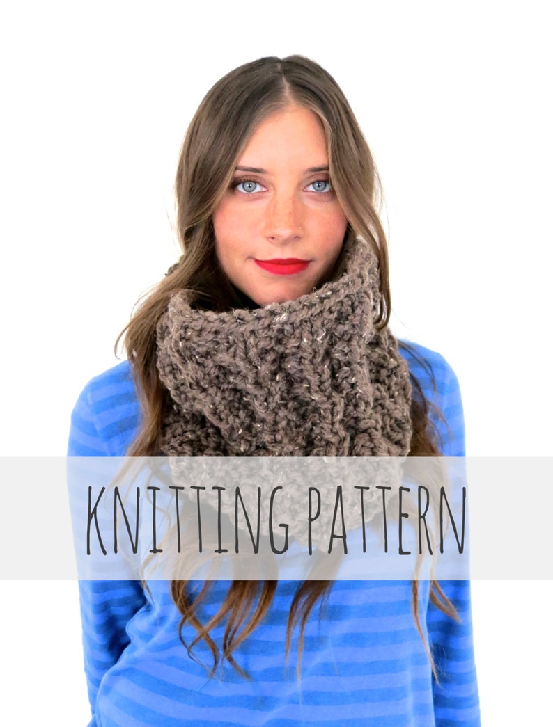 Knitting Pattern // Chunky Soft Thermal Knit Cowl // Thermal Cowl Pattern PDF image 1