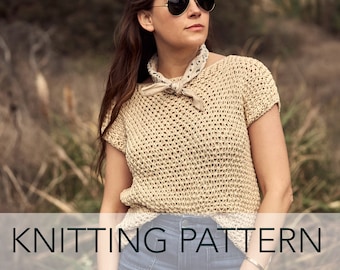 Knitting Pattern // Slouchy Summer Oversized Knit Tee Open Net Mesh // Boxy Lodge Tee Pattern PDF