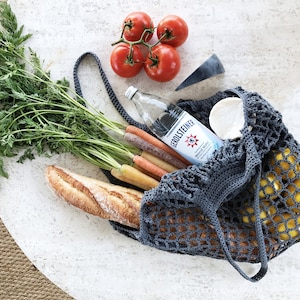 Crochet Pattern // Net Bag Market Tote Grocery Mesh String // French ...