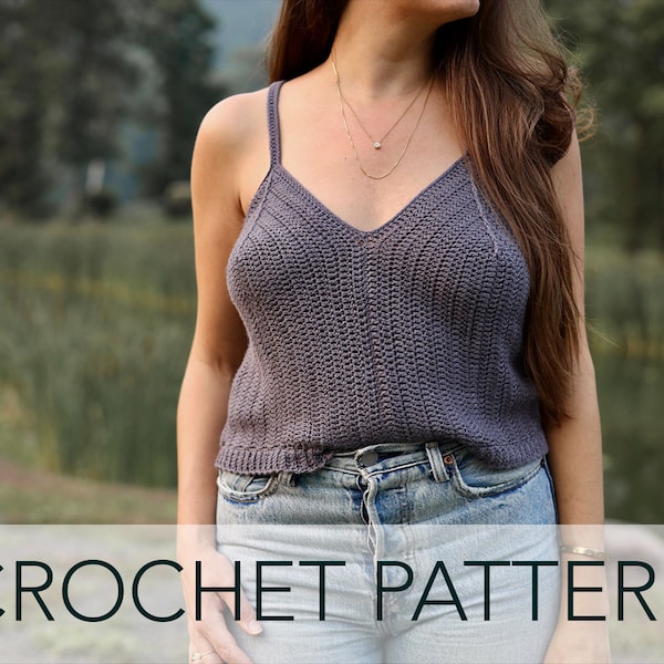 Crochet Pattern // Art Deco Easy Tank Top Camisole Slinky Crisscross Straps  // Deco Tank Pattern PDF