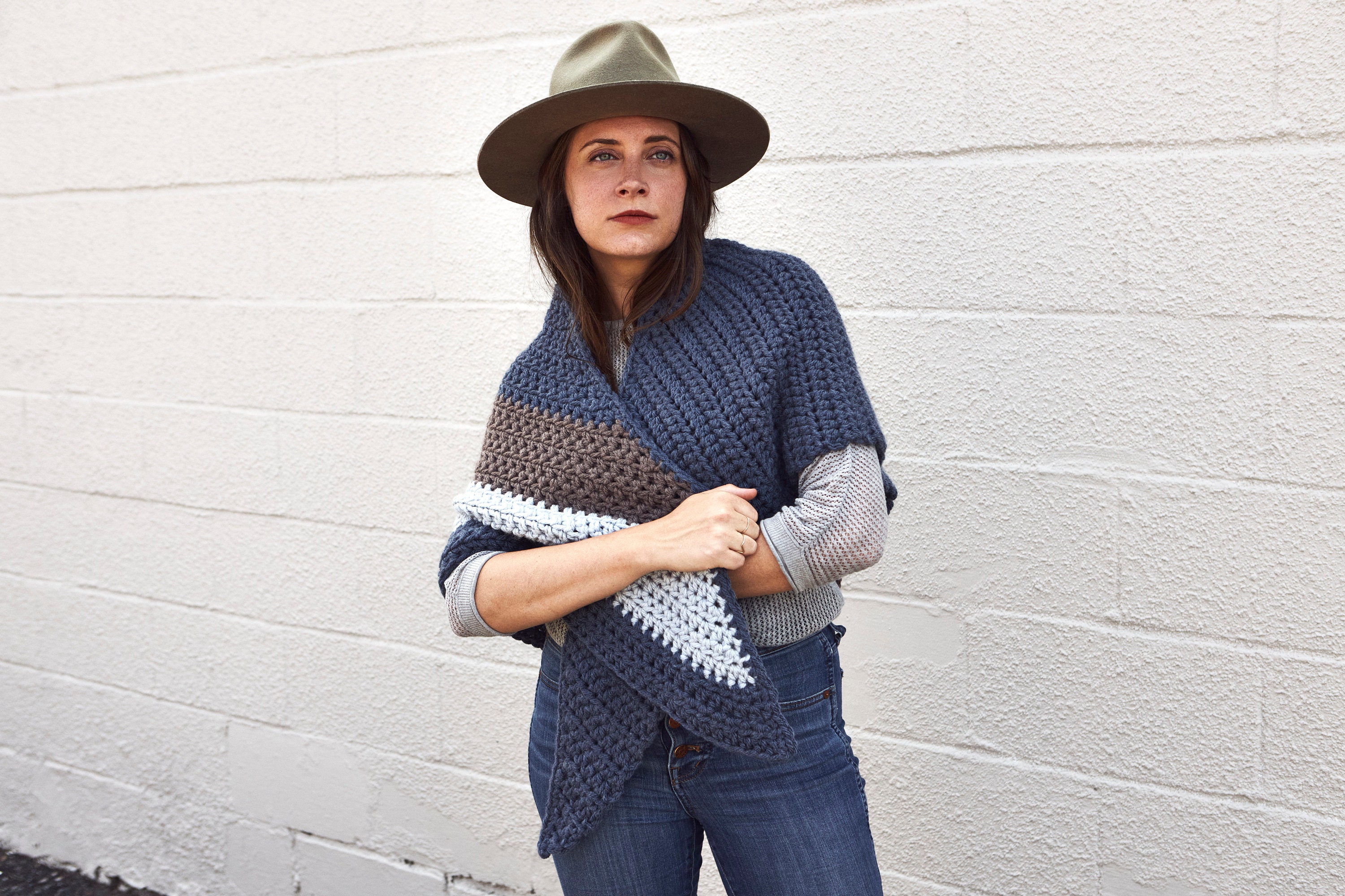 Crochet Pattern // Chunky Striped Triangle Scarf Wrap Shawl Beginner ...
