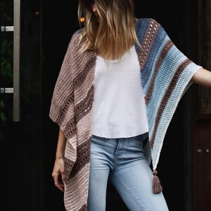 Crochet Pattern // Triangle Striped Lace Eyelet Ombre Shawl Scarf ...
