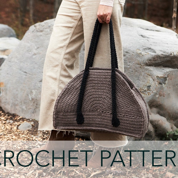 Crochet Pattern // Half Circle Doctor Detective Medicine Shoulder Bag Purse Tote Structured // Lansbury Satchel Pattern PDF