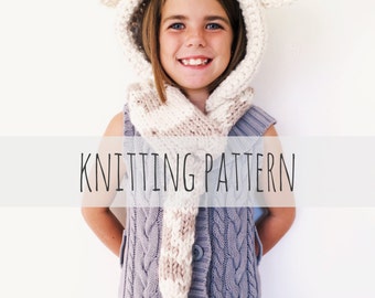 Knitting Pattern // Giraffe Hat Hood Cowl Scarf Knit Toddler Child Adult // Georgie the Giraffe Hood Pattern PDF