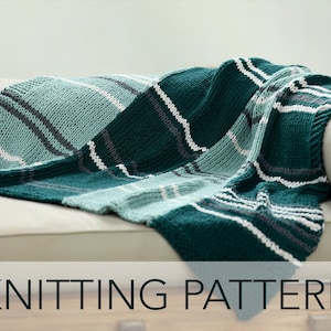 Knitting Pattern // Color Blocked Columns Striped Beginner Knit Blanket Afghan Lapghan Throw // Raising the Bar Blanket Pattern PDF