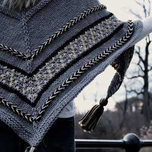 Knitting Pattern // Triangle Wrap Tassels Top Down Shawl Scarf Mosaic ...