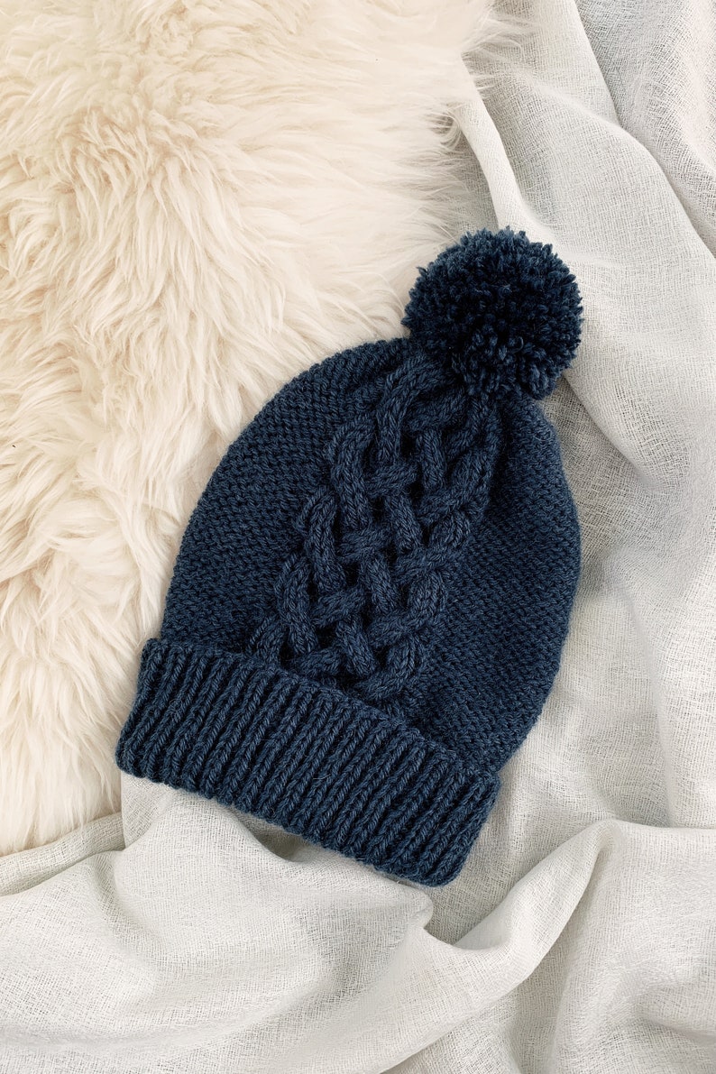 Knitting Pattern // Celtic Cable Knit Cabled Worsted Folded Brim Beanie ...