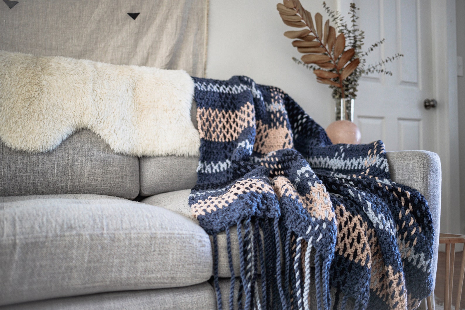 Crochet Pattern // Plaid Tartan Woven Knitted Twisted Rope Fringe ...