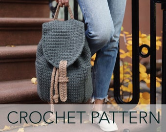 Crochet Pattern // Drawstring Backpack Back Pack Rucksack Gym Back Purse Pockets Flap // Rec Club Backpack Pattern PDF